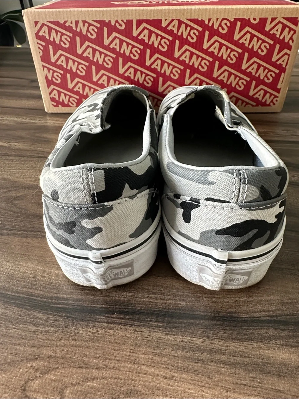 Vans Kids Slip-On Sneakers in Gray Camo